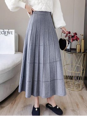 Core Spun Yarn Solid-color Knitted Stretch Skirt 